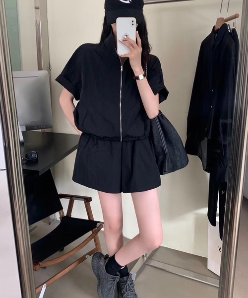 MAISON DE THERESE(メゾン ド テレーズ)の「2点セット ルーズフィット スポーツ(UV半袖アウター+軽量ショーツ)(セットアップ・レディース・ベージュ/ブラック/グレー・S/M/L)」の6枚目の写真