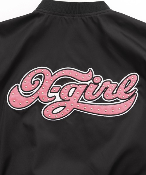 X-girl(エックスガール)の「CHEERFUL LOGO VARSITY JACKET(スタジャン・レディース・グレー/ブラック・M/S)」の11枚目の写真