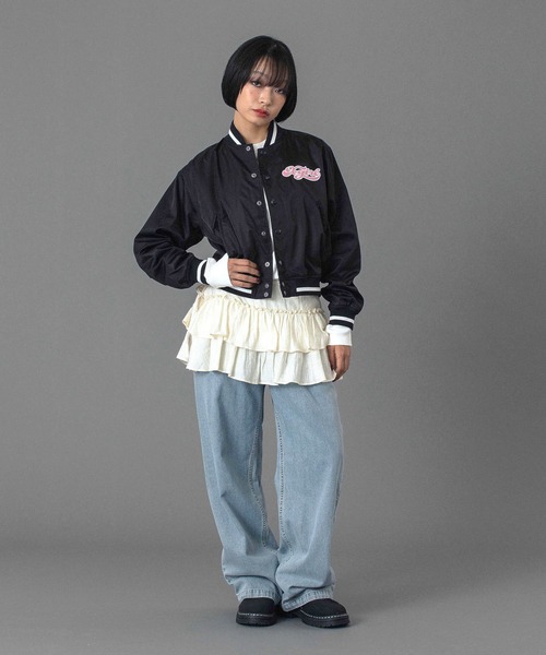 セール】CHEERFUL LOGO VARSITY JACKET（スタジャン）｜X-girl