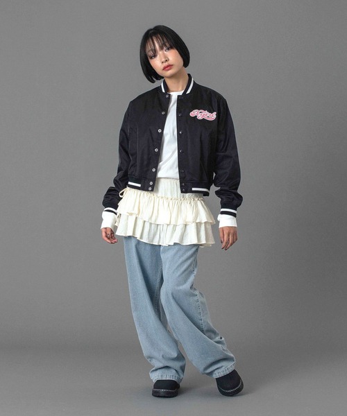 セール】CHEERFUL LOGO VARSITY JACKET（スタジャン）｜X-girl