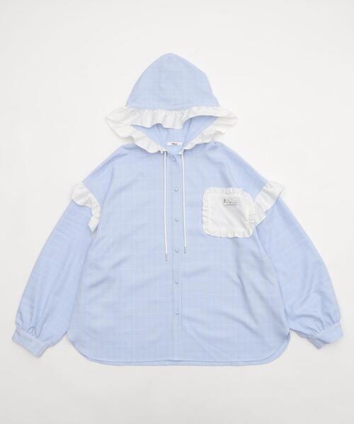 ブラウス シャツ Whinny/バブみでヤバみなフードシャツ レディース Whinny ブラウス シャツ Whinny/バブみでヤバみなフードシャツ