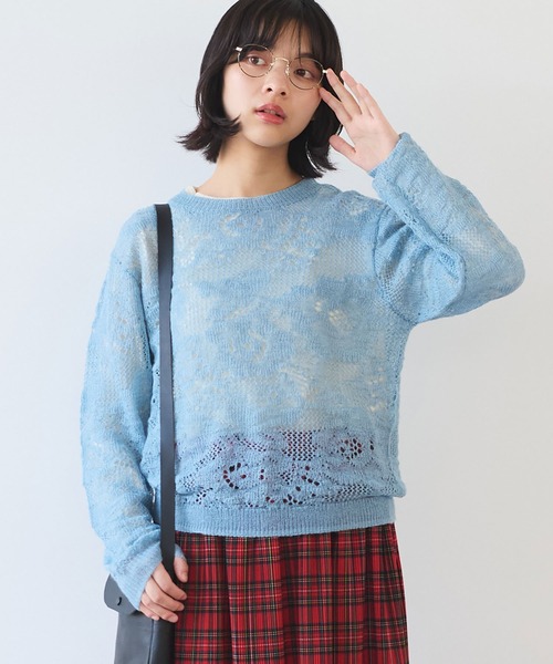 bulle de savon（ビュルデサボン）の「hana hana mohair プルオーバー（ニット/セーター・レディース・レッド/サックスブルー・FREE）」の2枚目の写真