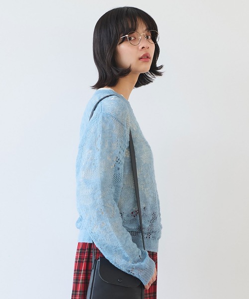 bulle de savon（ビュルデサボン）の「hana hana mohair プルオーバー（ニット/セーター・レディース・レッド/サックスブルー/チャコールグレー・FREE）」の20枚目の写真