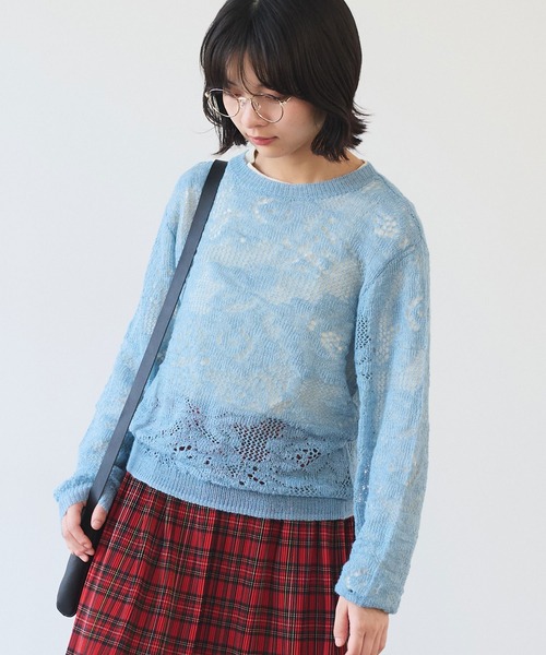 bulle de savon（ビュルデサボン）の「hana hana mohair プルオーバー（ニット/セーター・レディース・レッド/サックスブルー/チャコールグレー・FREE）」の15枚目の写真