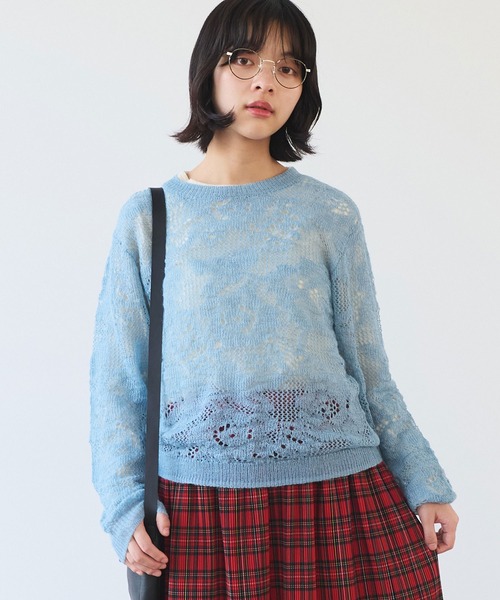 bulle de savon（ビュルデサボン）の「hana hana mohair プルオーバー（ニット/セーター・レディース・レッド/サックスブルー/チャコールグレー・FREE）」の17枚目の写真