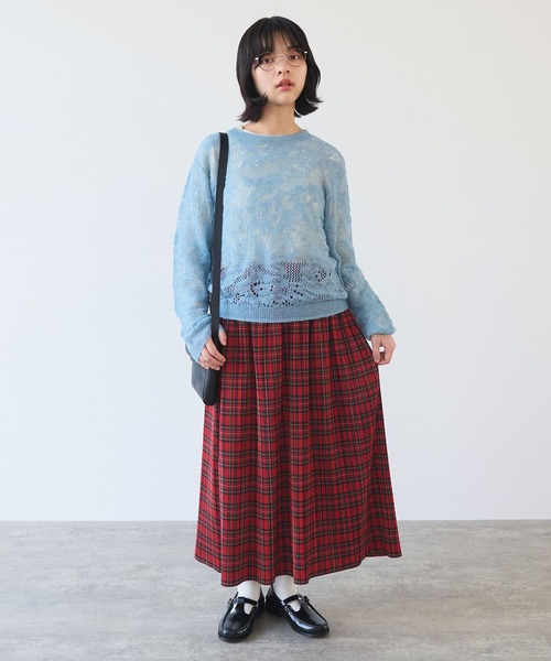 bulle de savon（ビュルデサボン）の「hana hana mohair プルオーバー（ニット/セーター・レディース・レッド/サックスブルー/チャコールグレー・FREE）」の22枚目の写真