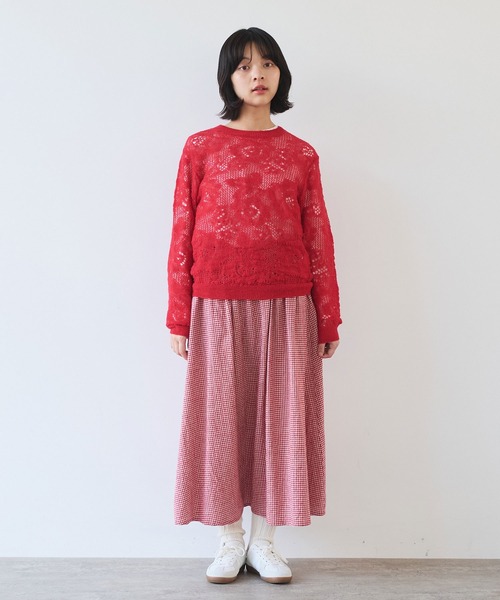 bulle de savon（ビュルデサボン）の「hana hana mohair プルオーバー（ニット/セーター・レディース・レッド/サックスブルー/チャコールグレー・FREE）」の9枚目の写真