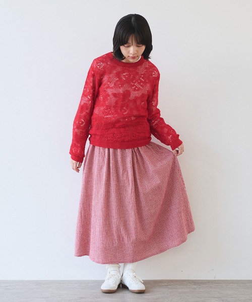 bulle de savon（ビュルデサボン）の「hana hana mohair プルオーバー（ニット/セーター・レディース・レッド/サックスブルー/チャコールグレー・FREE）」の10枚目の写真