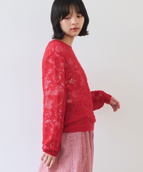 bulle de savon（ビュルデサボン）の「hana hana mohair プルオーバー（ニット/セーター・レディース・レッド/サックスブルー/チャコールグレー・FREE）」の6枚目の写真