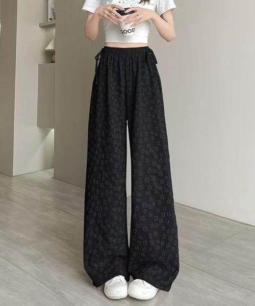 gossip！ロサンゼルス（ゴシップロサンゼルス）の「リボンウエスト 立体フラワーパターン フェミニンワイドパンツ【4色展開】（その他パンツ・レディース・ブラック/ブルー/ホワイト/ピンク・FREE）」の19枚目の写真