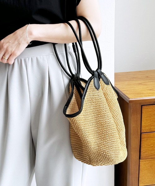 reca（レカ）の「メッシュカゴBAG（かごバッグ・レディース・ベージュ/ブラック・ONE SIZE）」の5枚目の写真