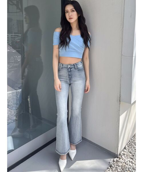 ラスト1点！GYDA ハーフスリーブカシュクールオフショルショートTOPS WH 即日発送！GYDA ハーフスリーブカシュクールオフショルショート