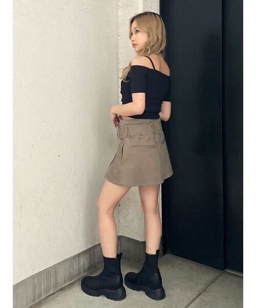 ラスト1点！GYDA ハーフスリーブカシュクールオフショルショートTOPS WH ハーフスリーブカシュクールオフショルショートTOPS[品番