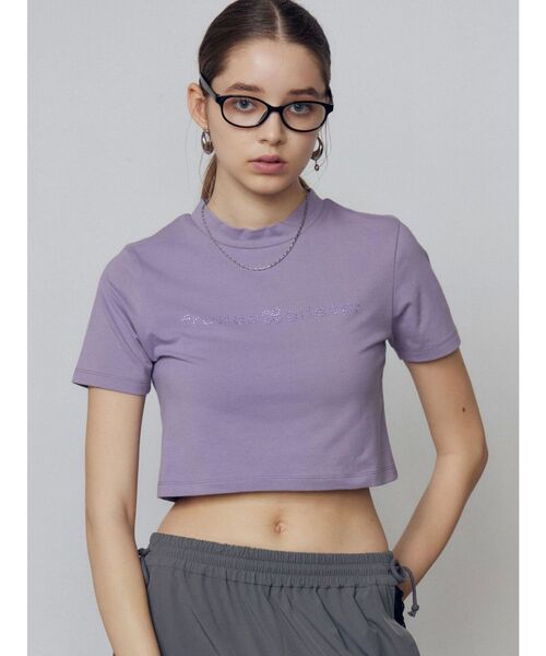 EMODA（エモダ）の「ミニマルフィットストーントップ（Tシャツ/カットソー・レディース・パープル/ホワイト/ブラック/ネイビー・FREE）」の4枚目の写真