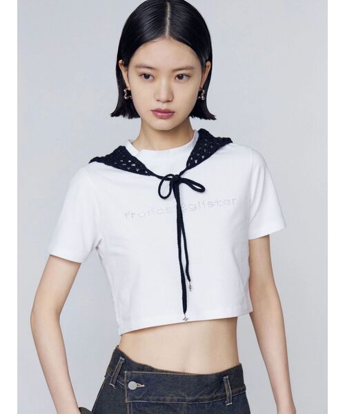 EMODA（エモダ）の「ミニマルフィットストーントップ（Tシャツ/カットソー・レディース・パープル/ホワイト/ブラック/ネイビー・FREE）」の8枚目の写真