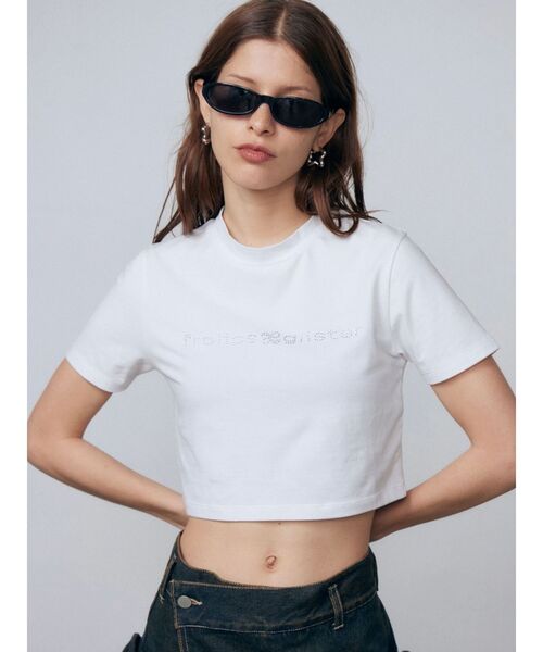 EMODA（エモダ）の「ミニマルフィットストーントップ（Tシャツ/カットソー・レディース・パープル/ホワイト/ブラック/ネイビー・FREE）」の10枚目の写真