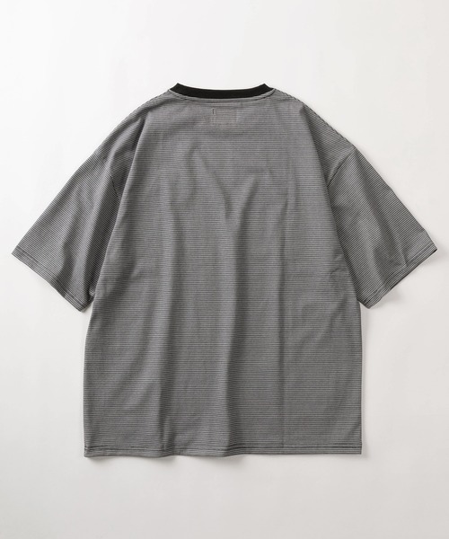 make a ray!(メイク ア レイ!)の「【81】ワンポイント刺繍 リンガーデザイン レトロボーダー Tシャツ/オーバーサイズ(Tシャツ/カットソー・メンズ・グレー/ブルー/ブラック/オレンジ・M/L/XL)」の6枚目の写真