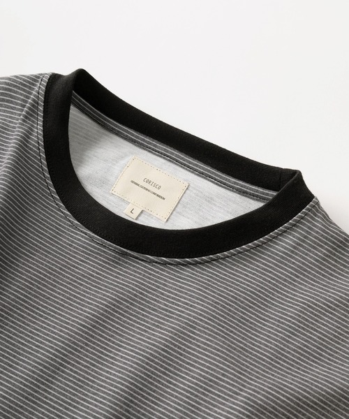 make a ray!(メイク ア レイ!)の「【81】ワンポイント刺繍 リンガーデザイン レトロボーダー Tシャツ/オーバーサイズ(Tシャツ/カットソー・メンズ・グレー/ブルー/ブラック/オレンジ・M/L/XL)」の7枚目の写真