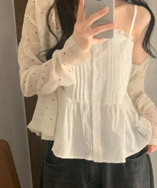 VIVID LADY（ビビッドレディー）の「ドット シアー ニットカーディガン（カーディガン/ボレロ・レディース・アイボリー/ブラック/ミント・FREE）」の15枚目の写真