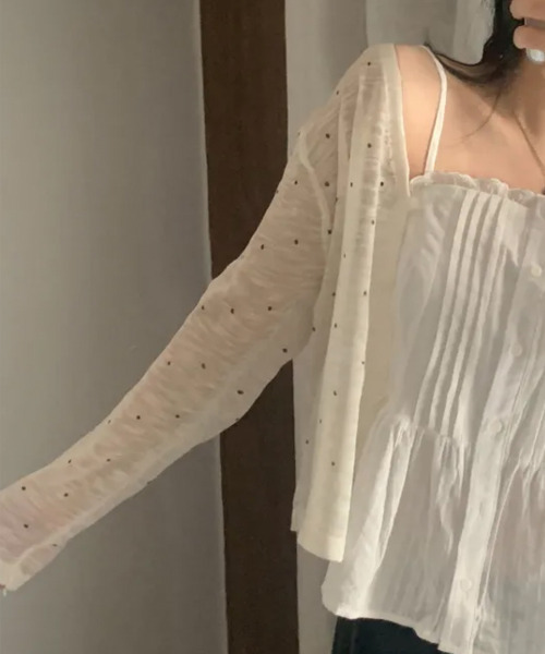 VIVID LADY（ビビッドレディー）の「ドット シアー ニットカーディガン（カーディガン/ボレロ・レディース・アイボリー/ブラック/ミント・FREE）」の16枚目の写真