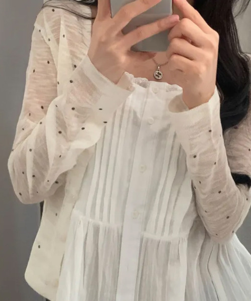 VIVID LADY（ビビッドレディー）の「ドット シアー ニットカーディガン（カーディガン/ボレロ・レディース・アイボリー/ブラック/ミント・FREE）」の20枚目の写真