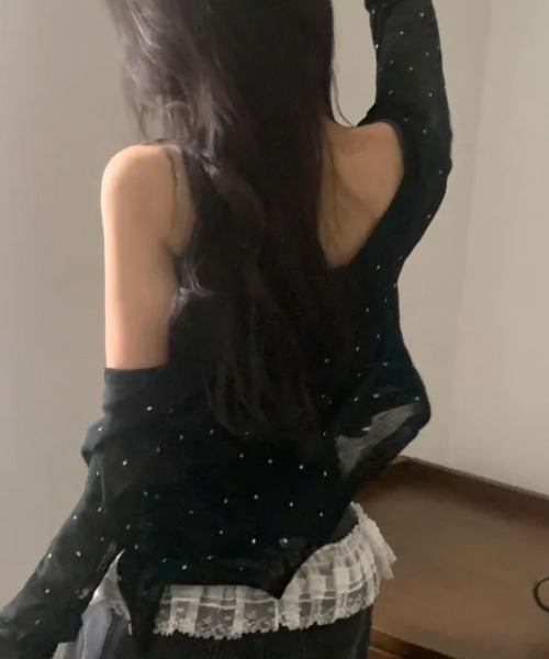 VIVID LADY（ビビッドレディー）の「ドット シアー ニットカーディガン（カーディガン/ボレロ・レディース・アイボリー/ブラック/ミント・FREE）」の21枚目の写真