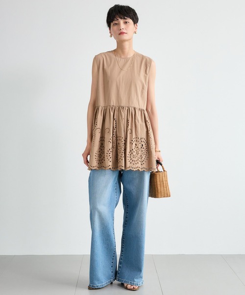 BARNYARDSTORM（バンヤードストーム）の「BARNYARDSTORM / カットワークノースリブラウス / ハンドウォッシャブル（シャツ/ブラウス・レディース・ベージュ/ブラック・S/M）」の10枚目の写真