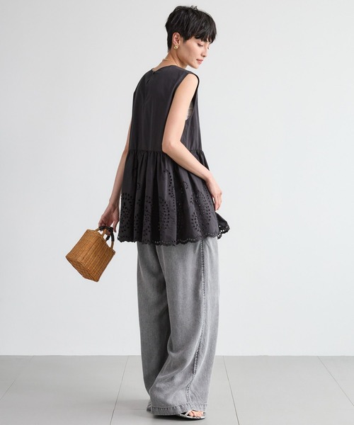 BARNYARDSTORM（バンヤードストーム）の「BARNYARDSTORM / カットワークノースリブラウス / ハンドウォッシャブル（シャツ/ブラウス・レディース・ベージュ/ブラック・S/M）」の14枚目の写真