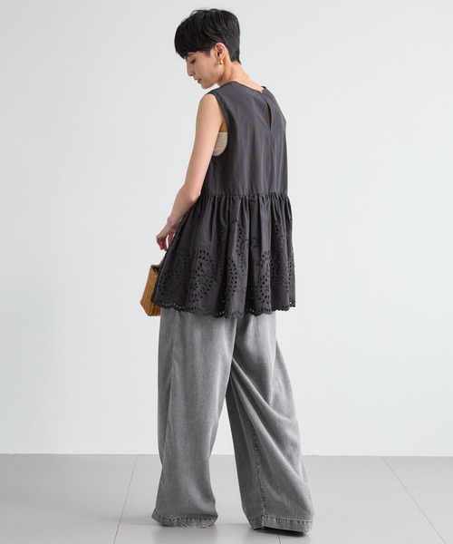 BARNYARDSTORM（バンヤードストーム）の「BARNYARDSTORM / カットワークノースリブラウス / ハンドウォッシャブル（シャツ/ブラウス・レディース・ベージュ/ブラック・S/M）」の15枚目の写真