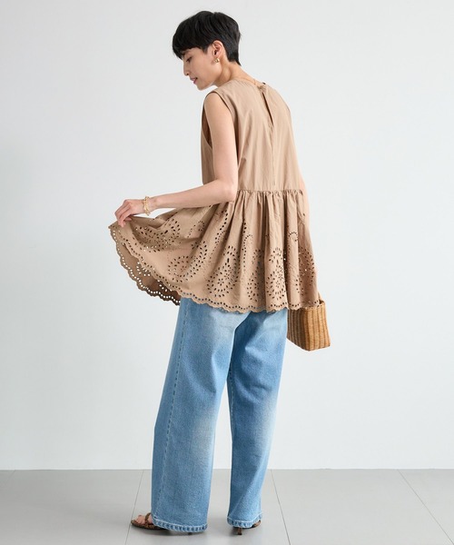 BARNYARDSTORM（バンヤードストーム）の「BARNYARDSTORM / カットワークノースリブラウス / ハンドウォッシャブル（シャツ/ブラウス・レディース・ベージュ/ブラック・S/M）」の18枚目の写真