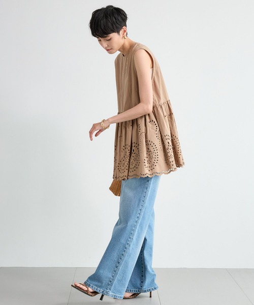 BARNYARDSTORM（バンヤードストーム）の「BARNYARDSTORM / カットワークノースリブラウス / ハンドウォッシャブル（シャツ/ブラウス・レディース・ベージュ/ブラック・S/M）」の19枚目の写真