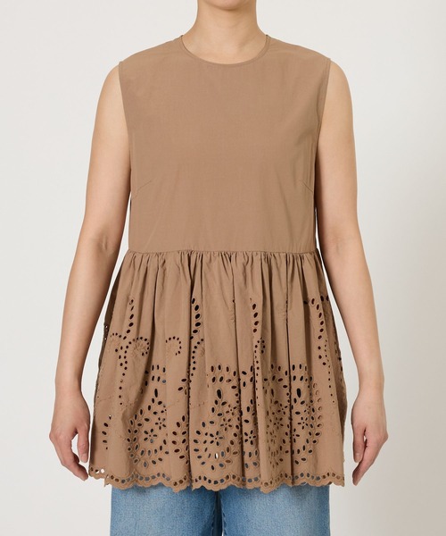 BARNYARDSTORM（バンヤードストーム）の「BARNYARDSTORM / カットワークノースリブラウス / ハンドウォッシャブル（シャツ/ブラウス・レディース・ベージュ/ブラック・S/M）」の22枚目の写真