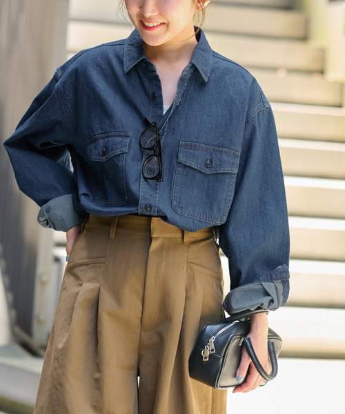 JOURNAL STANDARD relume（ジャーナルスタンダード　レリューム）の「《追加》9oz デニムワークシャツ（シャツ/ブラウス・レディース・ネイビー/ブルー・FREE）」の15枚目の写真