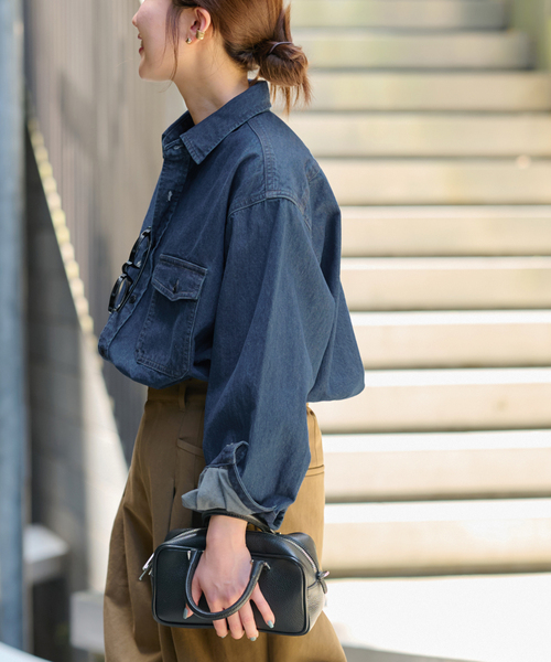 JOURNAL STANDARD relume（ジャーナルスタンダード　レリューム）の「《追加》9oz デニムワークシャツ（シャツ/ブラウス・レディース・ネイビー/ブルー・FREE）」の16枚目の写真