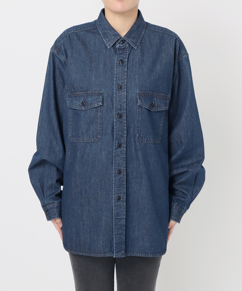 美品　ジャーナルスタンダードレリューム　9oz C/Rデニムワークシャツ JOURNAL STANDARD relume ブラウス シャツ 「追加」9oz デニム