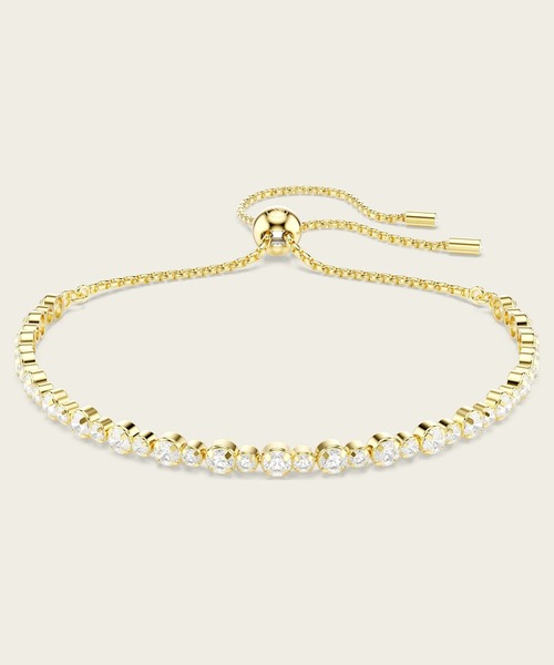 【新品】SWAROVSKI テニスブレスレット ラウンドカット, ゴールド Imber Tennis ブレスレット, ラウンドカット, ブルー, ゴールド