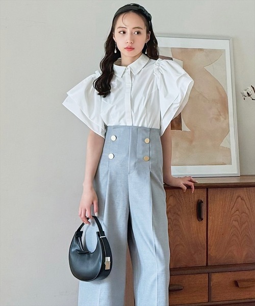 SWINGLE（スウィングル）の「2WAYオープンショルダーシャツブラウス（シャツ/ブラウス・レディース・オフホワイト/ブルー系その他/イエロー・FREE）」の10枚目の写真