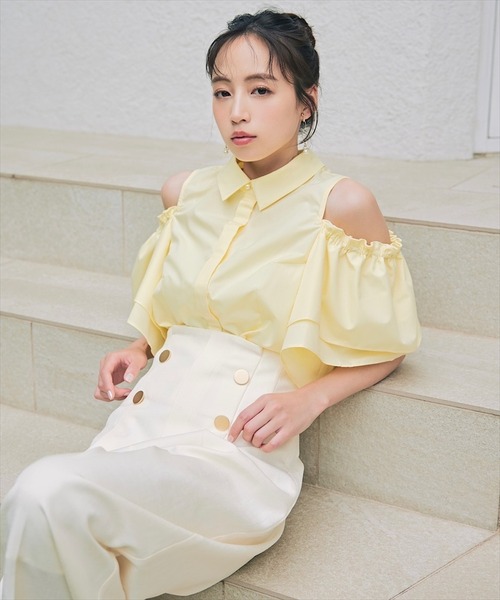 SWINGLE（スウィングル）の「2WAYオープンショルダーシャツブラウス（シャツ/ブラウス・レディース・オフホワイト/ブルー系その他/イエロー・FREE）」の15枚目の写真