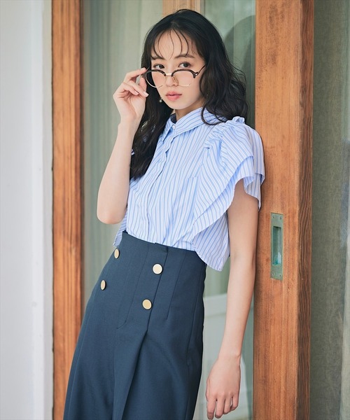 SWINGLE（スウィングル）の「2WAYオープンショルダーシャツブラウス（シャツ/ブラウス・レディース・オフホワイト/ブルー系その他/イエロー・FREE）」の13枚目の写真