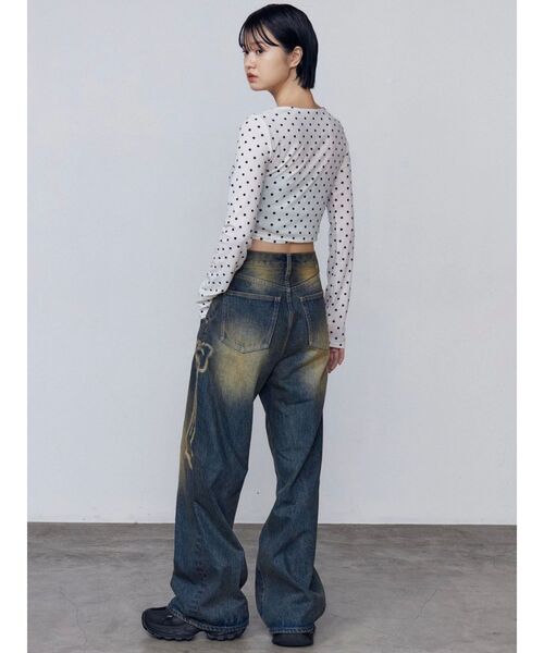 EMODA リボングラフィックルーズジーンズ セール】リボングラフィックルーズジーンズ（デニムパンツ