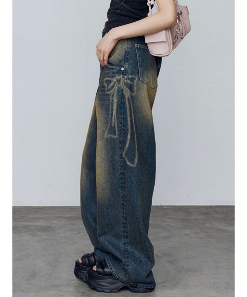 EMODA リボングラフィックルーズジーンズ リボングラフィックルーズジーンズ（デニムパンツ）｜EMODA
