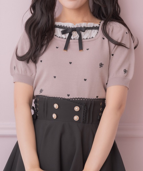 ロジータ ROJITA ポイントハート刺繍パーカートップ ブラック 黒 ロジータ ROJITA ポイントハート刺繍パーカー （ブラック