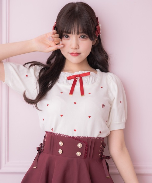 ROJITA（ロジータ）の「ハート刺繍レイヤード風ニットトップス（ニット 