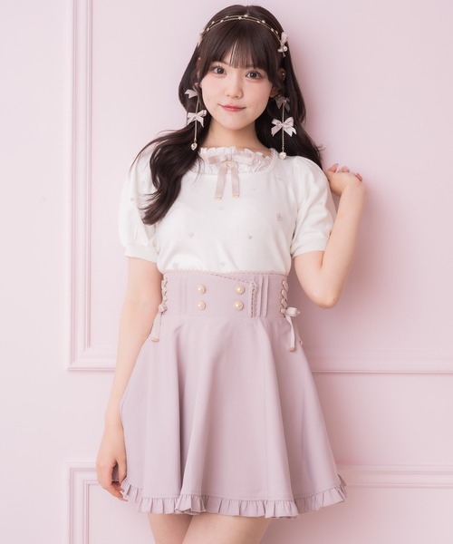 fitmore 刺繍ダブルカラーレイヤードトップス　ピンク 刺繍ダブルカラーレイヤードトップス【宅配便】 | Fit more