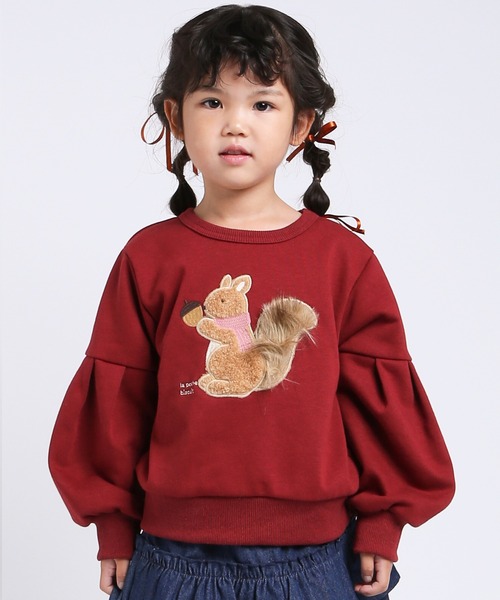 最終値下★希少PINK HOUSE リスとどんぐり 可愛い秋色トレーナー セール】袖ぽわんリストレーナー（スウェット）｜la poche biscuit（ラ