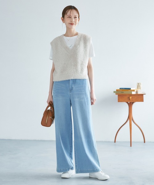 ROPE' PICNIC（ロペピクニック）の「ショートフェザーニットベスト（ベスト・レディース・パープル系その他/ダークブラウン/ライトグレー/ベージュ・FREE）」の5枚目の写真