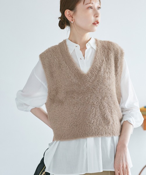 ROPE' PICNIC（ロペピクニック）の「ショートフェザーニットベスト（ベスト・レディース・パープル系その他/ダークブラウン/ライトグレー/ベージュ・FREE）」の20枚目の写真