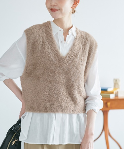 ROPE' PICNIC（ロペピクニック）の「ショートフェザーニットベスト（ベスト・レディース・パープル系その他/ダークブラウン/ライトグレー/ベージュ・FREE）」の21枚目の写真