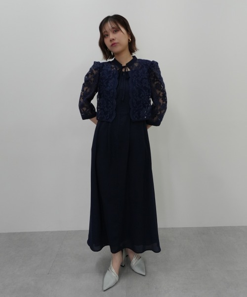 Jolie et Jolie（ジョリーエジョリー）の「レースボレロドッキング前開きワンピースドレス（ドレス・レディース・ベージュ/ブラック系/ネイビー・L/M/5L/4L/3L/LL）」の8枚目の写真