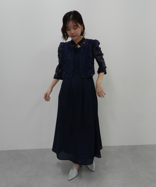Jolie et Jolie（ジョリーエジョリー）の「レースボレロドッキング前開きワンピースドレス（ドレス・レディース・ベージュ/ブラック系/ネイビー・L/M/5L/4L/3L/LL）」の9枚目の写真